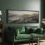«Minimal Landscape Mountain Ridges With Golden Nature Landscape», reproduction d'art sur toile-98041942-111176799