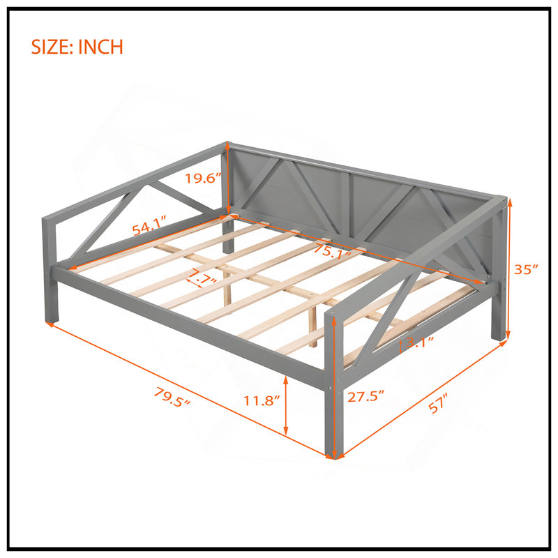 Lit de jour double avec support en lattes de bois et finition grise, parfait pour une utilisation multifonctionnelle et un espace de rangement supplémentaire