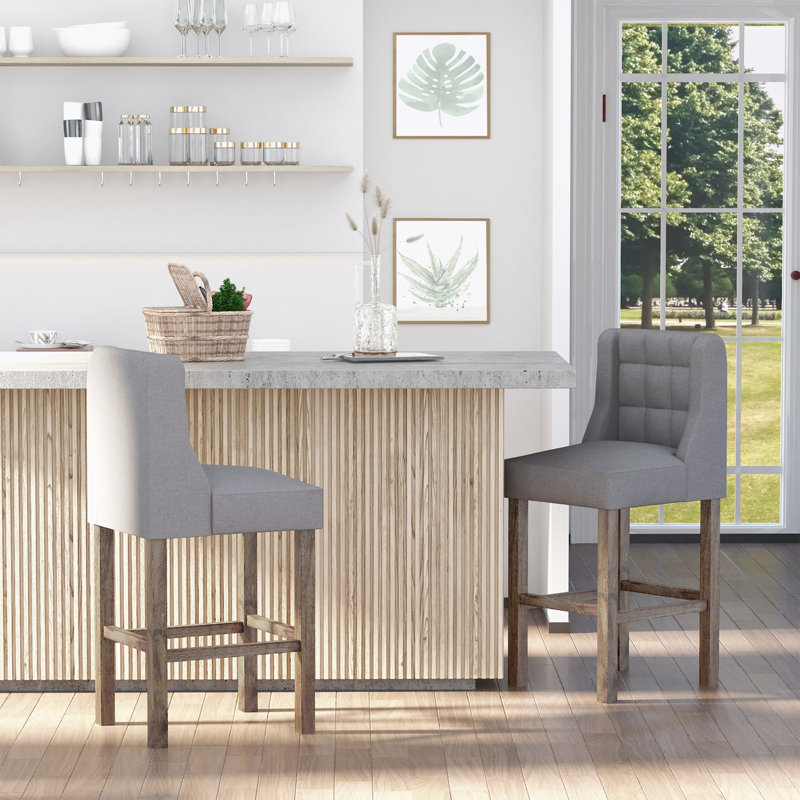 Emsworth Upholstered Counter Stool, Gray, Bar Stool (30.25 Seat Height)