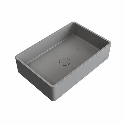 19.68'' Concrete Vessel Rectangular Modern Gray Bathroom Sink