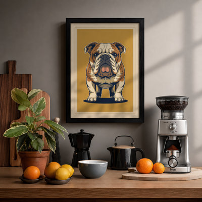 Bulldog Portrait Modern - Framed Print