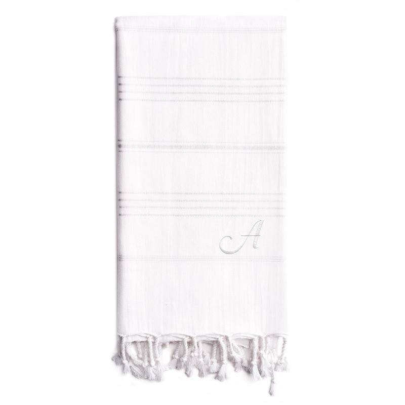 Serviette de plage en coton turc Summer Fun Pestemal, Blanc, A