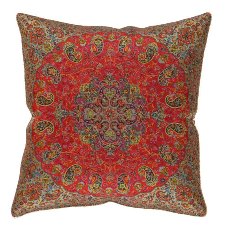 Square Pillow Cover & Insert, 20" H x 20" W, Red/Gold Oriental