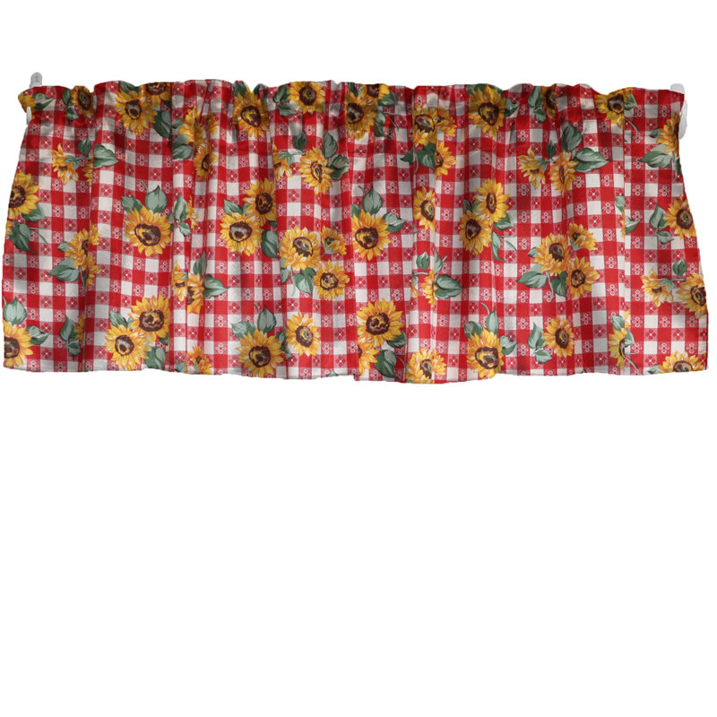Cantonnière à imprimé tournesols, L 58 po x L 18 po, Rouge taverne