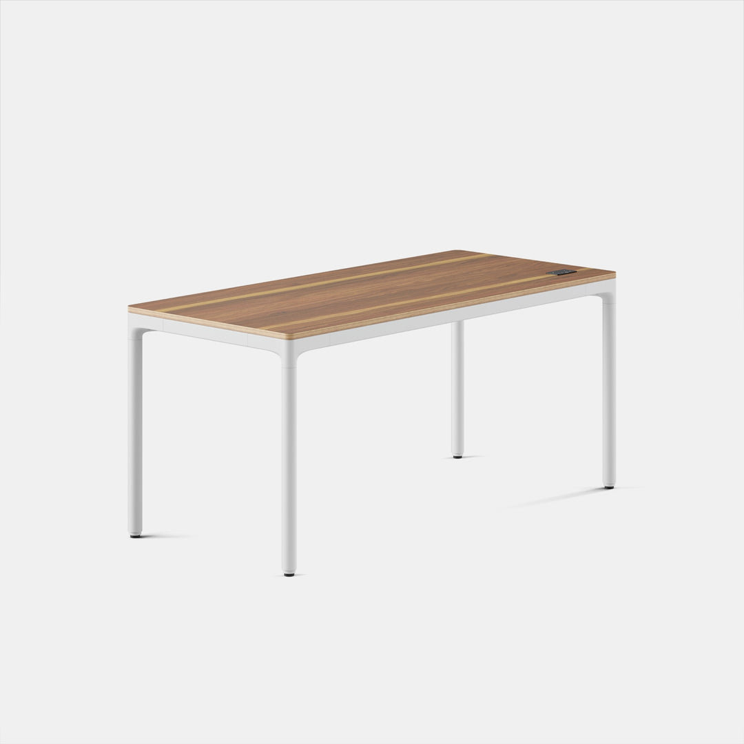 Standing Desk, 44.6" H x 59" W x 27" D, White, Walnut