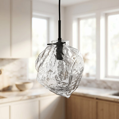Luminaire suspendu 1 lumière Adwin avec verre irrégulier