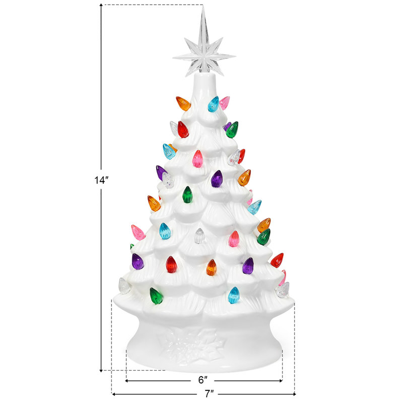 Arbre de Noël artificiel pin vert / bleu / jaune 1,2 pi avec 12 lumières multicolores