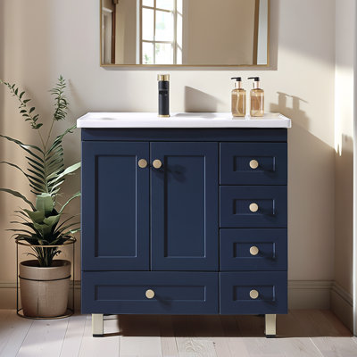 32'' Blue Modern Free-Standing Single Bathroom Vanity Set