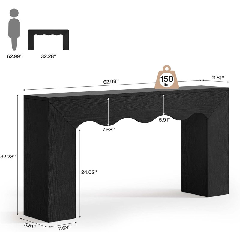 Wavy Edge Console Table with Elegant Storage Design