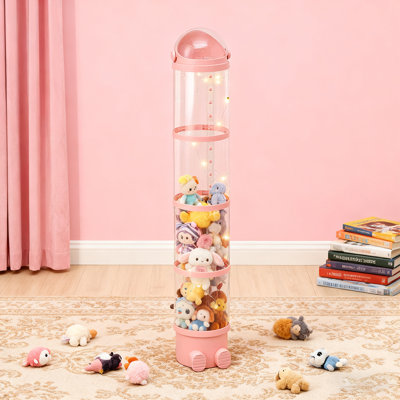 Vertical Clear Plastic Toy Storage Tube Organiser with String Light