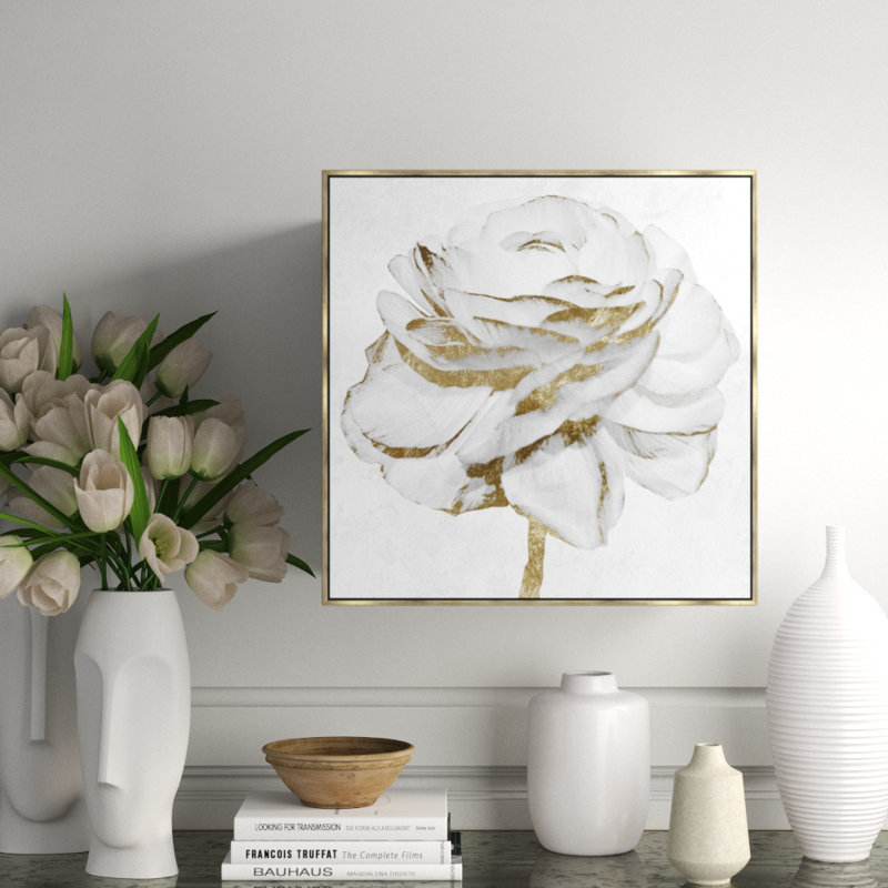 White Gold Peony Print by Oliver Gal, 20" H x 20" W