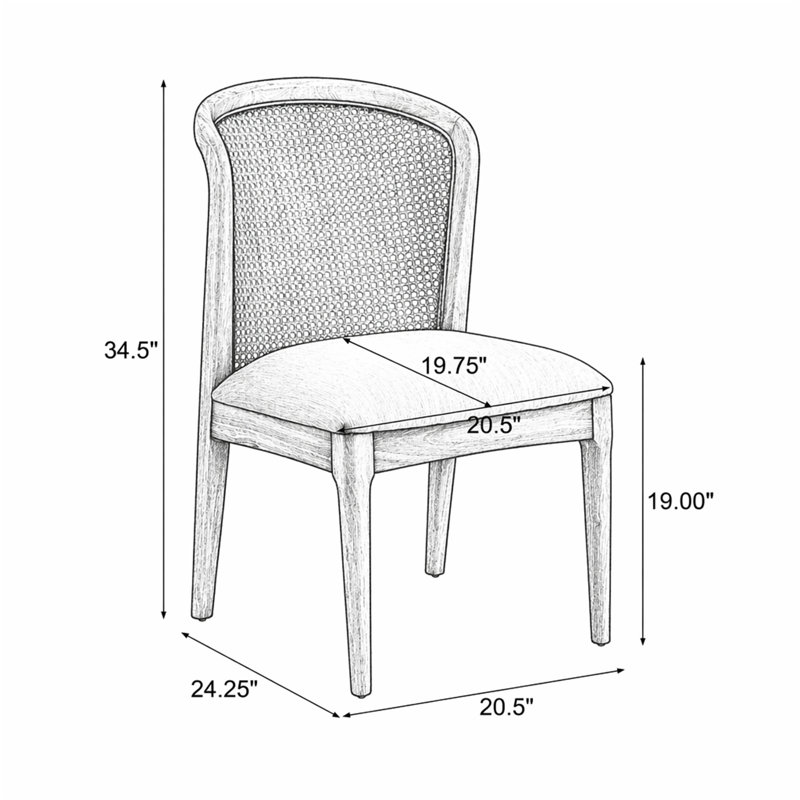 Chaise d'appoint Cane (ensemble de 2), Beige, Natural