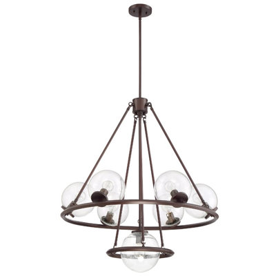 7 - Light Dimmable Wagon Wheel Chandelier