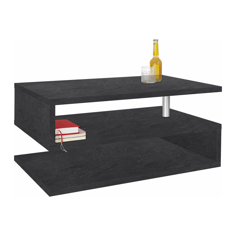 Cauan Floor Shelf Coffee Table with Storage, 41H x 55W x 90L cm, Grey