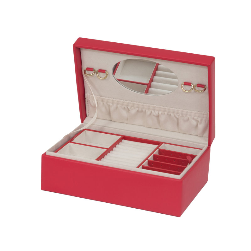 Norma Jewellery Box + Mirror, Red