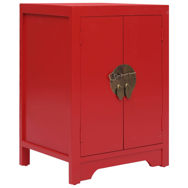Garris 38cm W Solid Wood Bedside Table, Red