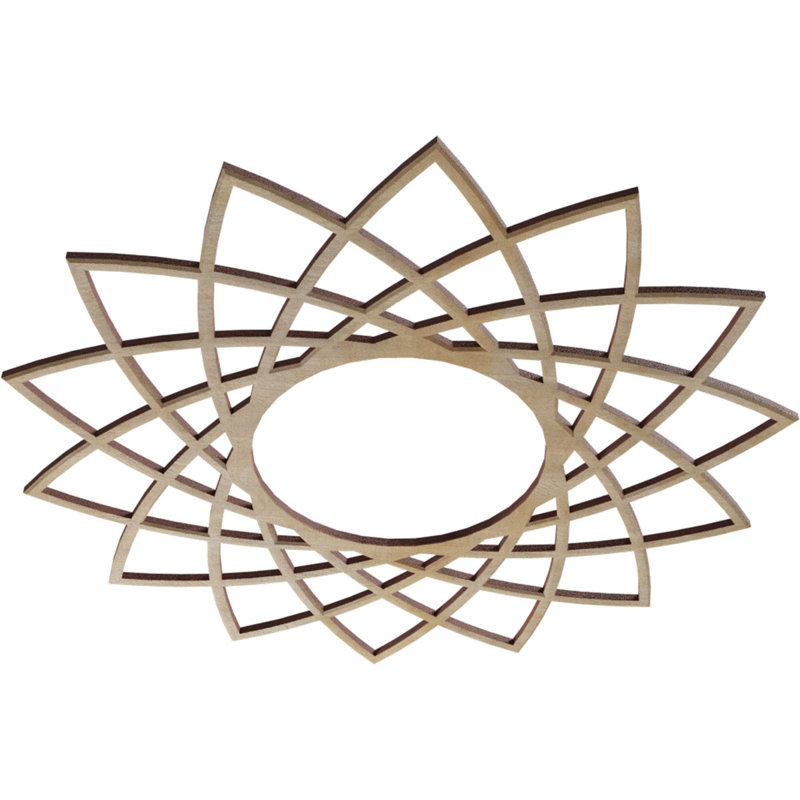 Médaillon de plafond en bois ajouré Eleanor 20 pi x P 7 3/4 po x H 1/4 po, Hickory, H 18 po x l 18 po x P 0,38 po