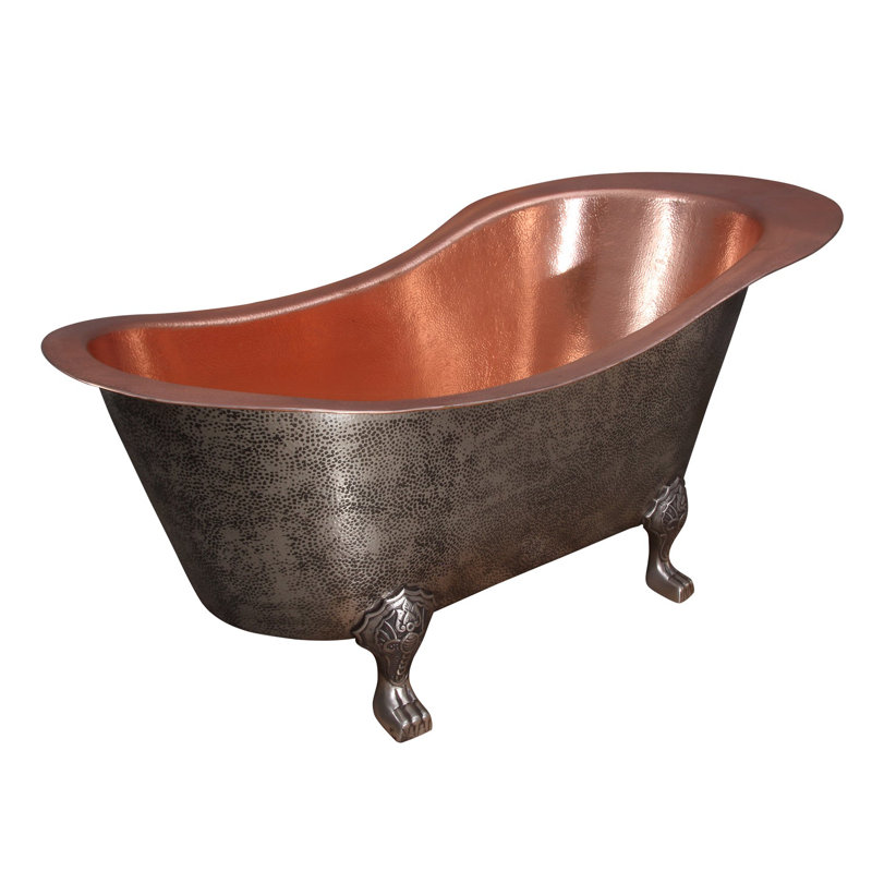 Naples 73'' x 36.38'' Soaking Copper Bathtub, Left