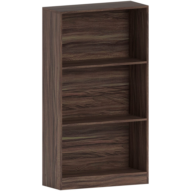 142cm H x 60cm W Standard Bookcase, Walnut, (3 Shelves) 75cm H x 60cm W x 24cm D