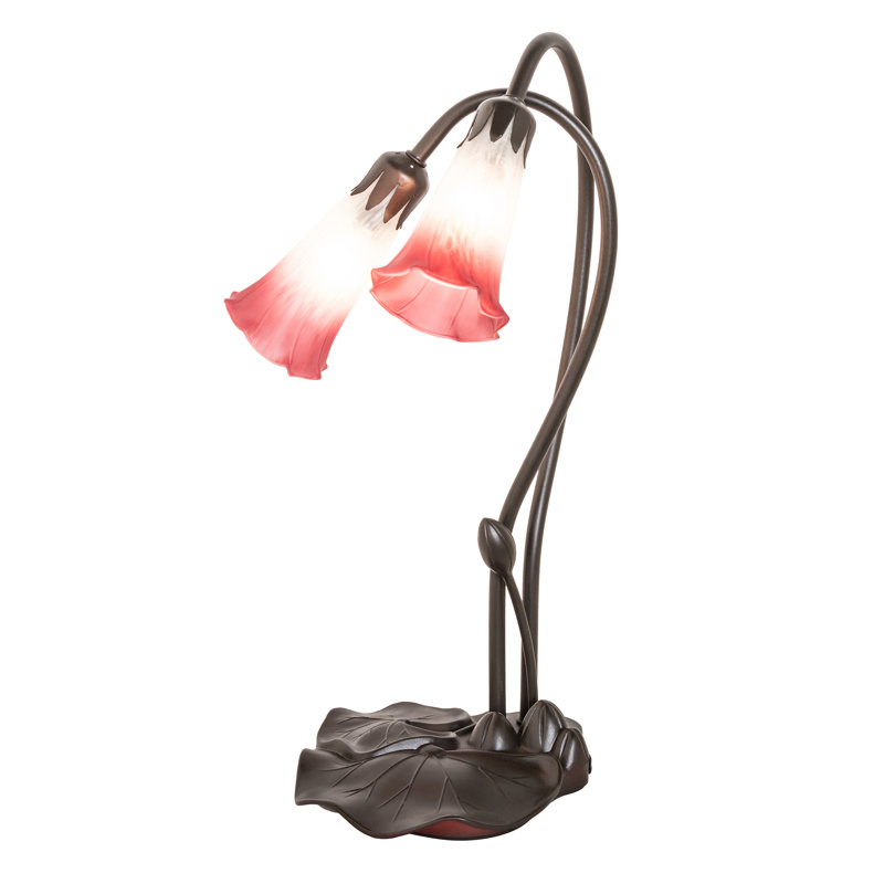 Meyda Tiffany & Stained Glass Table Lamp, Pink / White