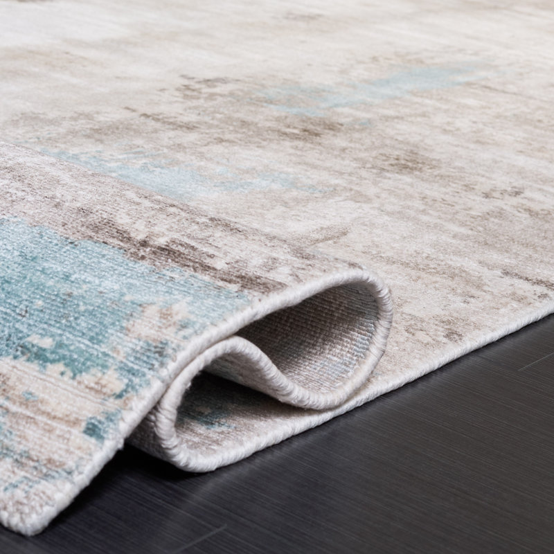 Tapis gris en viscose / coton tissé à la main Culberson, Rectangle 6 pi x 9 pi