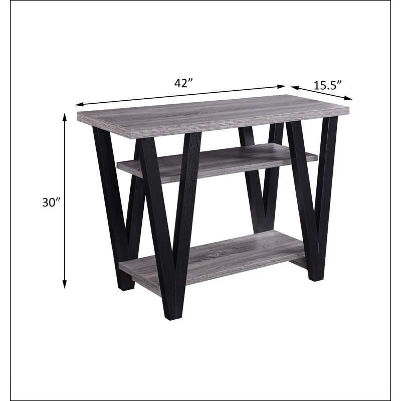 Antique Grey and Black Rectangle Sofa Table