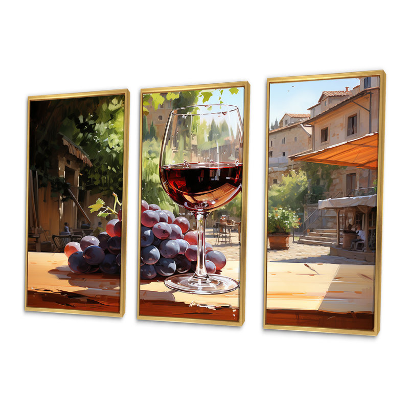 «Balayage de bourgogne», art mural vin, Cadre flottant doré, H 28 po x l 36 po