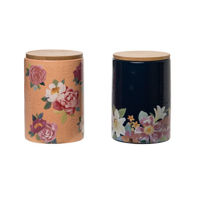 Dolomite 6.25 in. Multicolor Spring Floral Boutique Canister Set of 2