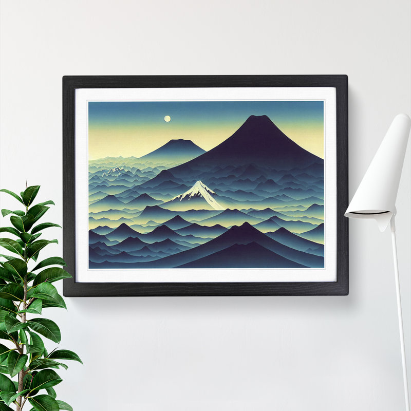 Legendary Japanese Mountains - Single Picture Frame Print, Black Framed, 46cm H x 64cm W x 2cm D