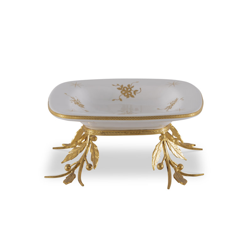 Gold Hand-Painted Ceramic Decorative Tray