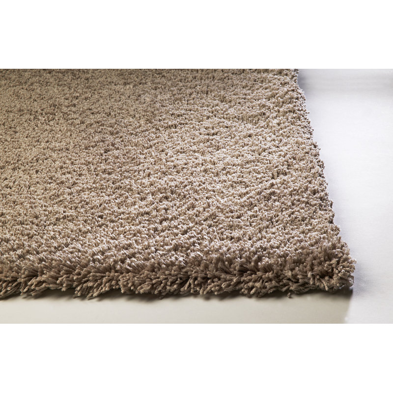 Taupe Greige High Pile Shag Synthetic Accent Rug