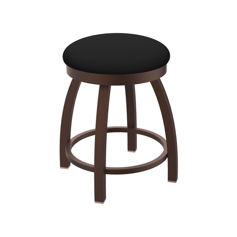 802 Misha Swivel Vanity Stool with Upholstered Seat, Bronze, Vinyl-Black Vinyl