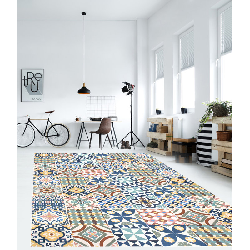 Alcia Vinyl Machine Printed Area Rug, Rectangle 120 x 180cm