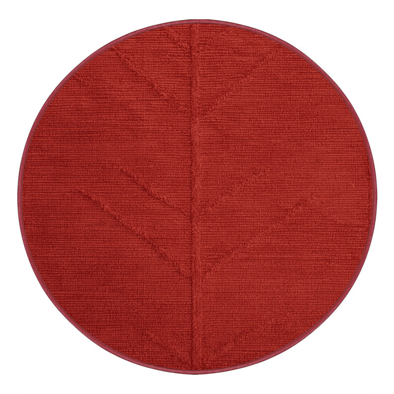 Machine Washable Solid Red Area Rug, Round 8'
