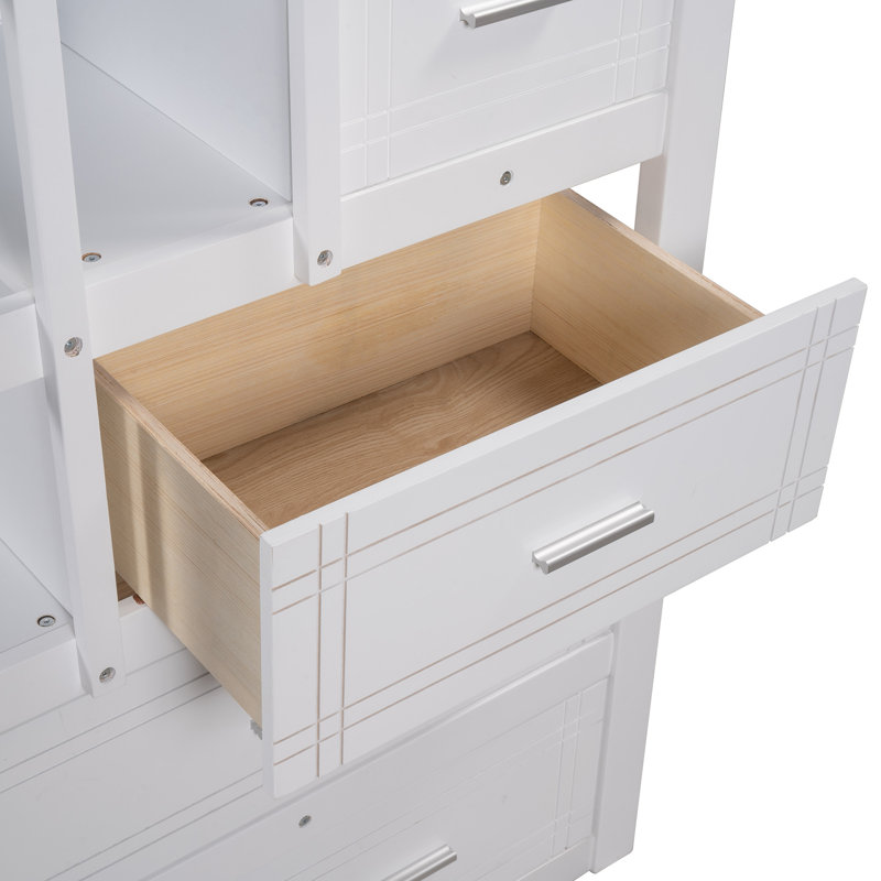 Lit superposé simple au-dessus de simple avec lit gigogne Bartouille par Harriet Bee, Blanc