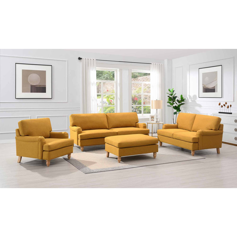 100cm Wide Ottoman, Mustard