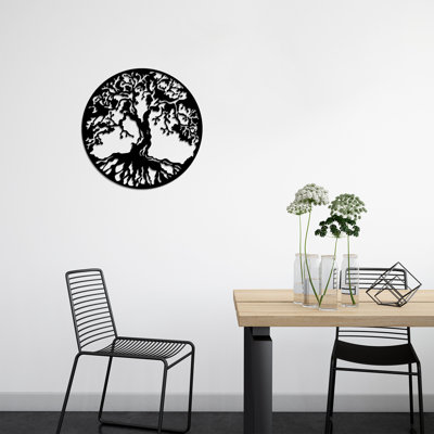 Stylish Black Decorative Metal Wall Accessory, 23.6 x 23.6 Inches | 100% Metal with 0.06-Inch Thickness | Easy Wall Hanging Design | Perfect for Modern Home Decor, Living Room, or Office Spaces