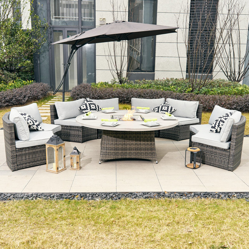 Ensemble de conversation avec foyer extérieur 9 pièces Payten