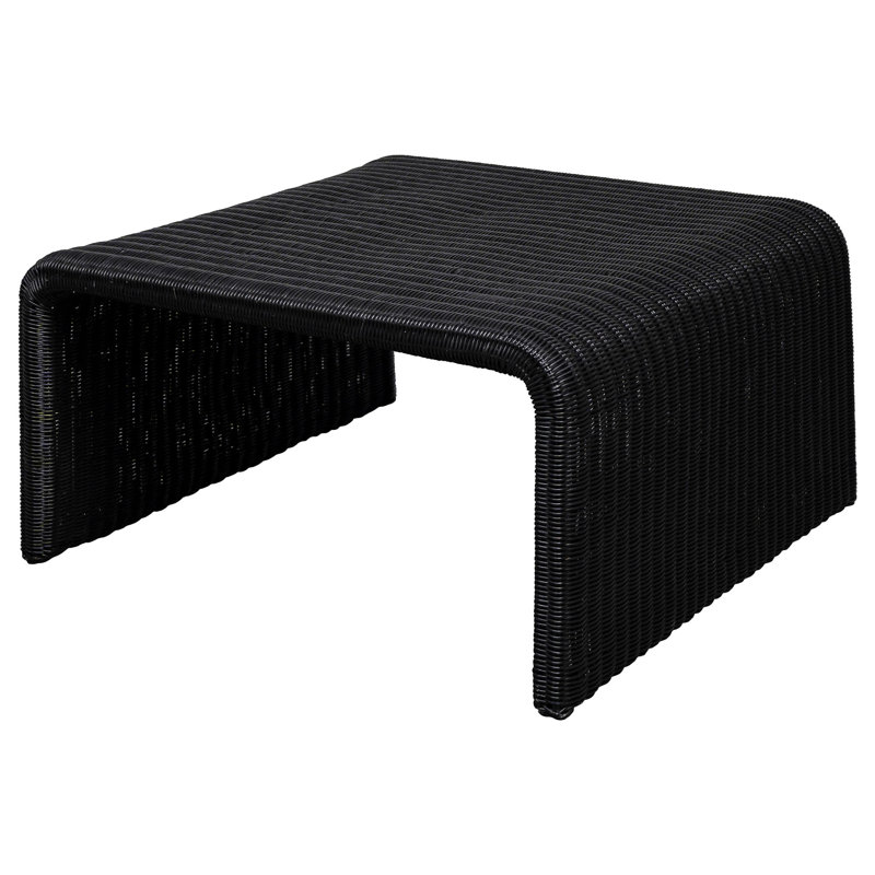 Woods Black Woven Rattan Square Coffee Table (Only Including Table), Black