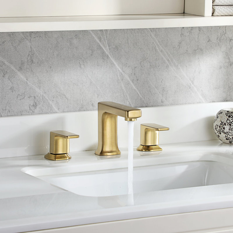 Dean Collection Two-Handle Widespread Short-Veseel Lavatory Bathroom Faucet with Drain Assembly - Brushed Gold, Brushed Gold