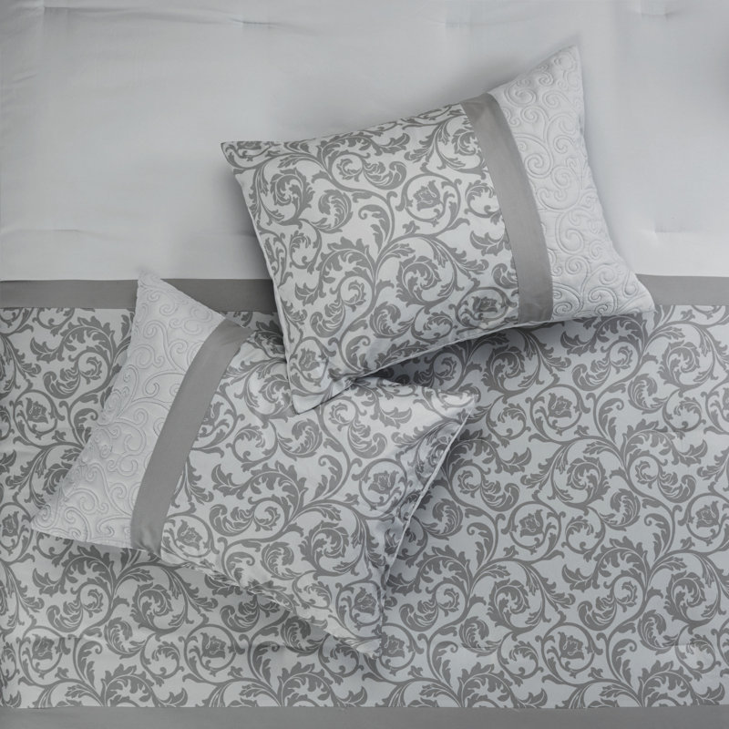 Gray King Size Microfiber Down Alternative Comforter Set