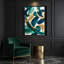 Art mural abstrait aquarelle sur toile bleue-910575062