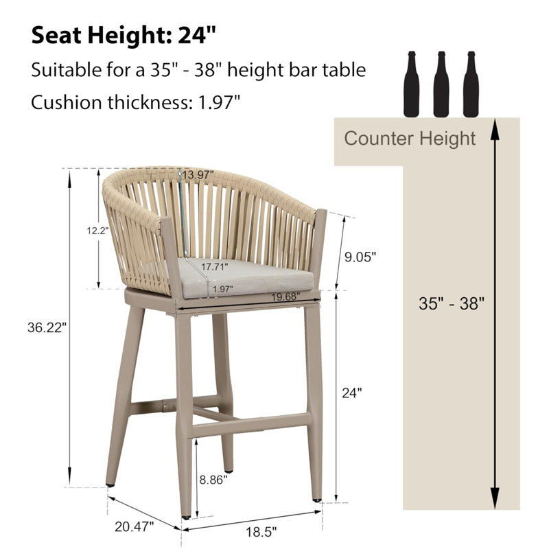 Ensemble de 2 tabourets de bar Bayou Breeze, Champagne