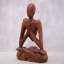 Sculpture en bois fait main méditation Lolas