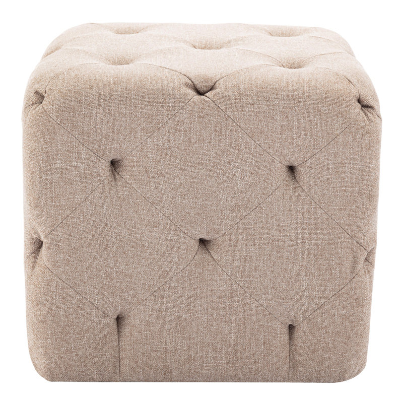 19-Inch Square Tufted Ottoman Footstool, Upholstered Cube Pouf With Button Tufting For Living Room, Bedroom (Multiple Fabrics)
