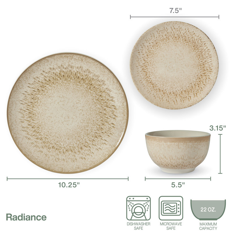 Service de table 12 pièces, service pour 4 Pfaltzgraff Radiance