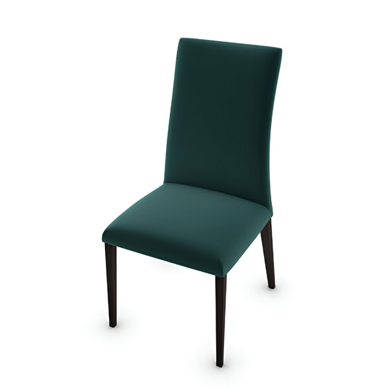 Méditerranée Upholstered Chair with Wooden Legs, Forest Green, Smoke