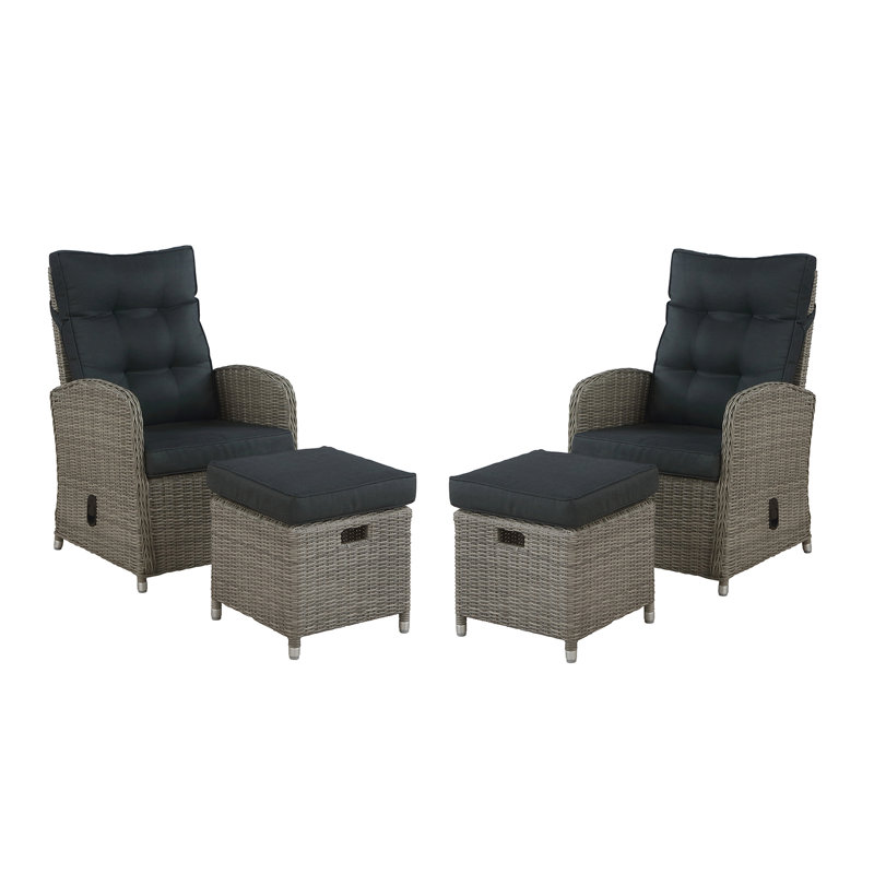 Wicker Outdoor Lounge Chair with Ottoman