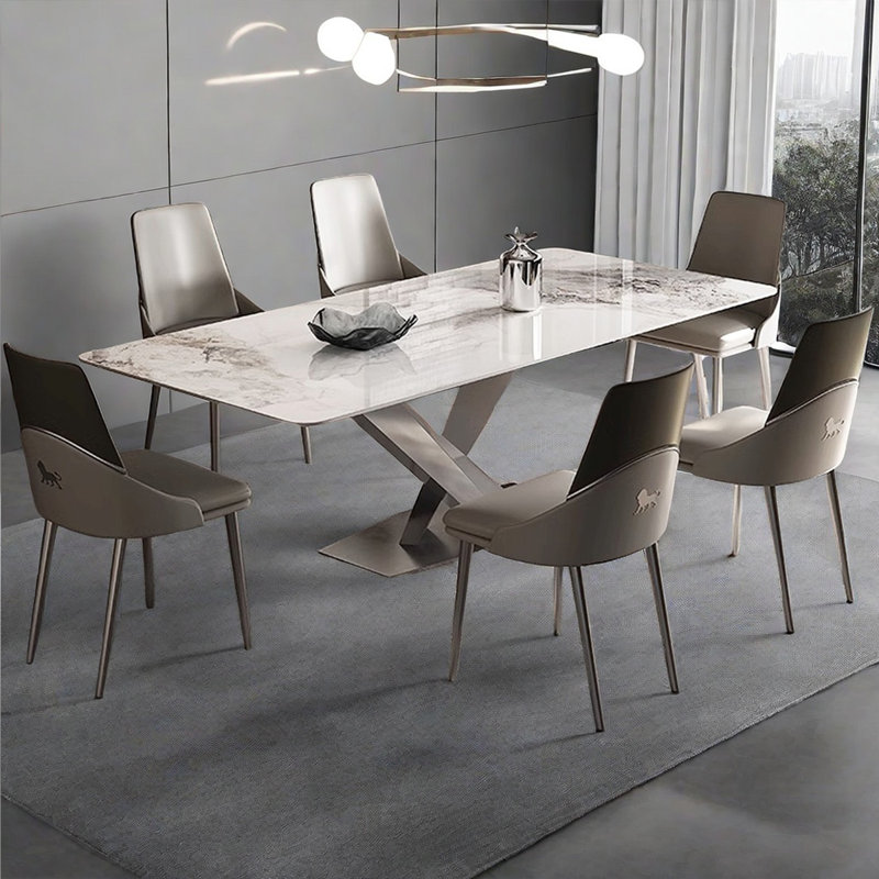 Minimalist Italian rectangular dining table, 29.53"H x 70.87"L x 35.43"W