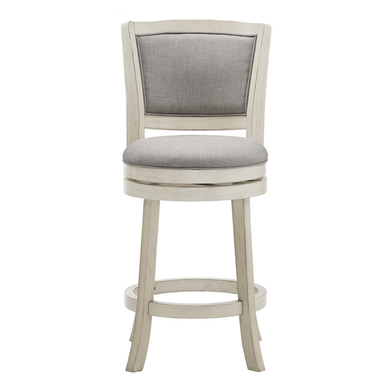 Ametra Swivel Counter & Bar Stool, Antique White, Gray Linen, Counter Stool (24.37" Seat Height)